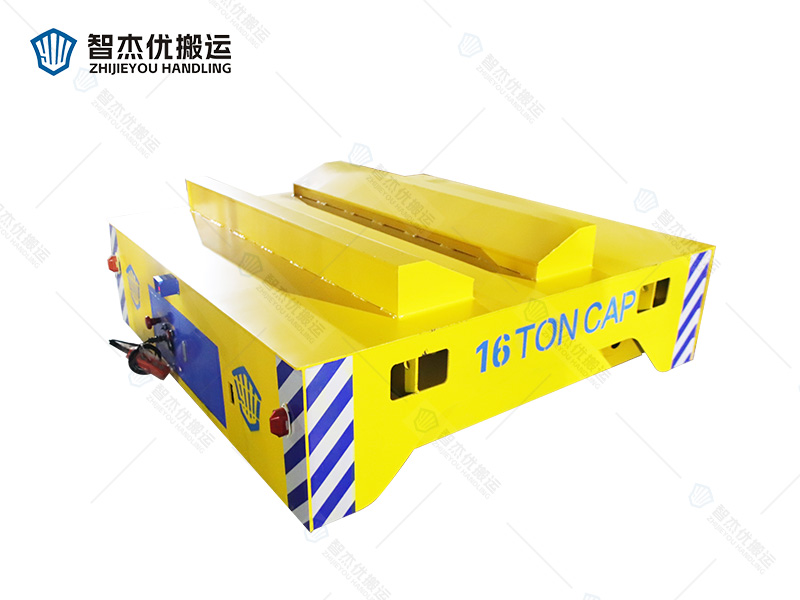16噸鋼卷轉(zhuǎn)運(yùn)蓄電池?zé)o軌電動平車 臺面加裝V型架